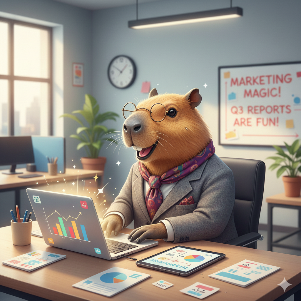 Kapibara Raporciara - przykład asystenta AI dla marketera